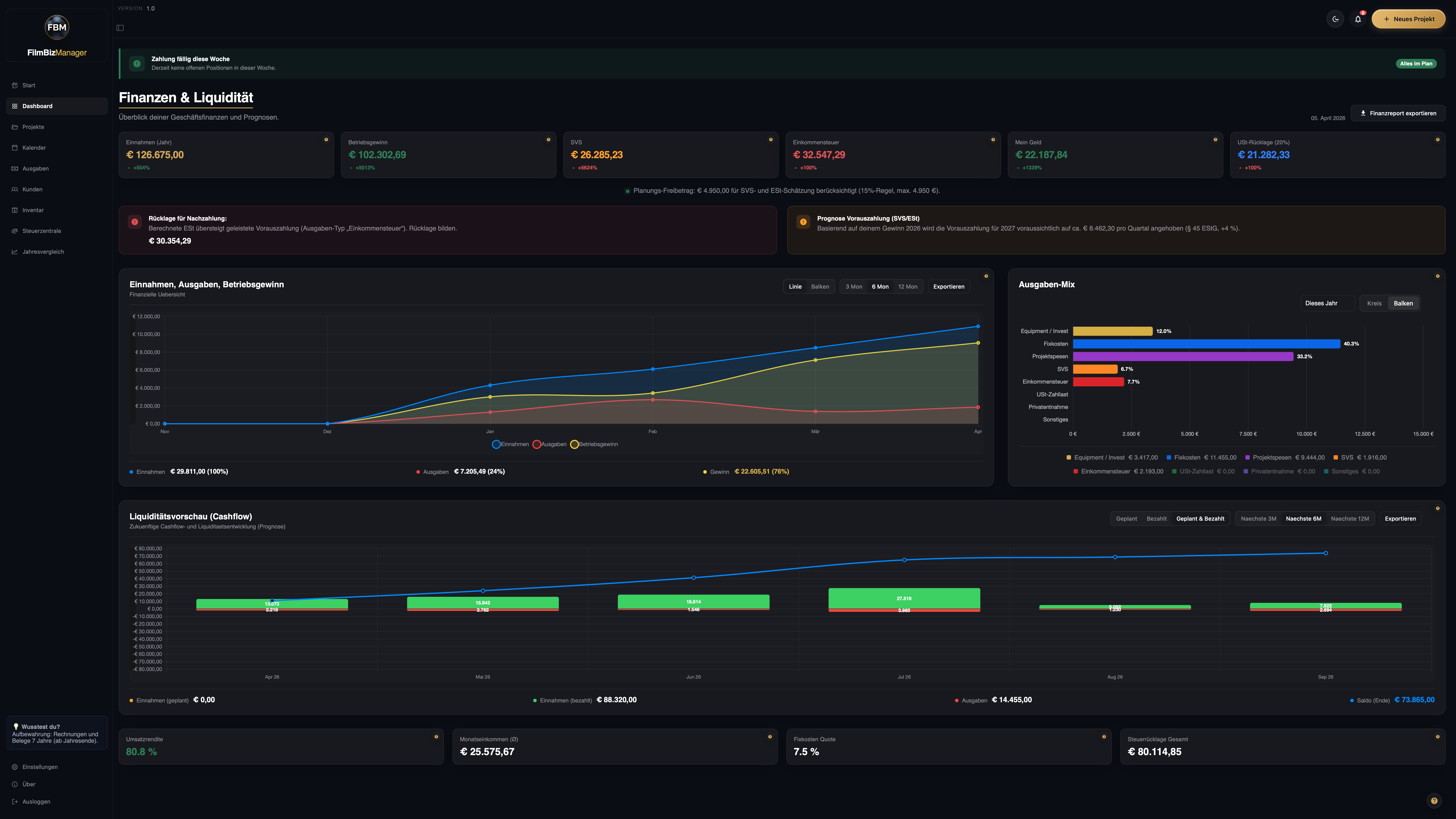 FilmBizManager App Interface